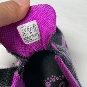 Kids Asics sneakers, size 11, toddler, black and purple